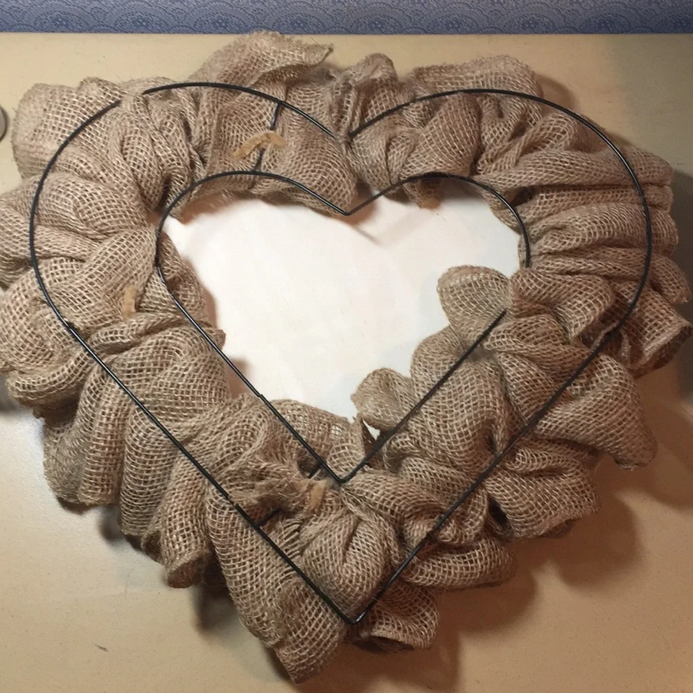 Love & Kindness Burlap Heart Wreath